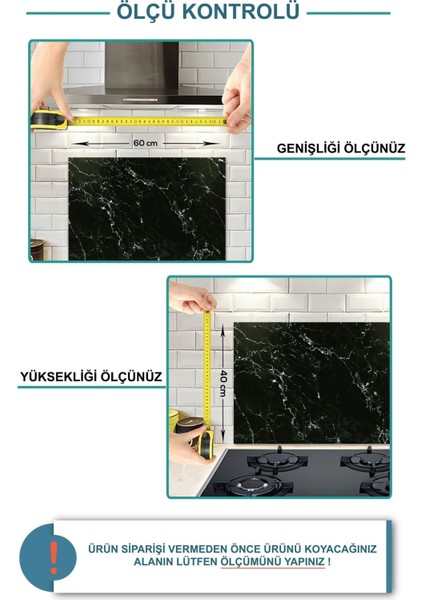 Cam Ocak Arkası Koruyucu | Beyaz Mutfak Kuralları | 40CM x 60CM modelleri