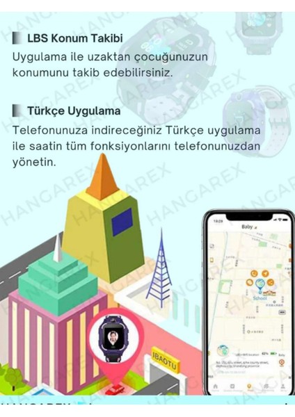 Sim Kartlı Akıllı Çocuk Saati Sos Kamera Konum Takip Ders Modlu Mor Çocuk Akıllı Saat modelleri