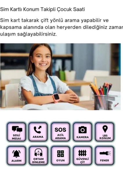 Sim Kartlı Akıllı Çocuk Saati Sos Kamera Konum Takip Ders Modlu Mor Çocuk Akıllı Saat fırsatları