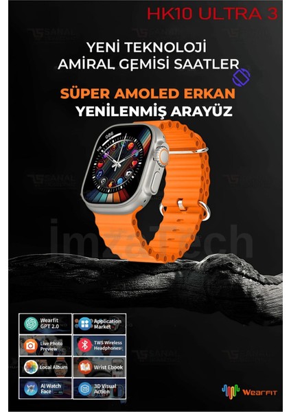 Watch Hk 10 Ultra 3 Akıllı Saad Amoled 2025 Yeni Seri Kordon Hediyeli indirimleri
