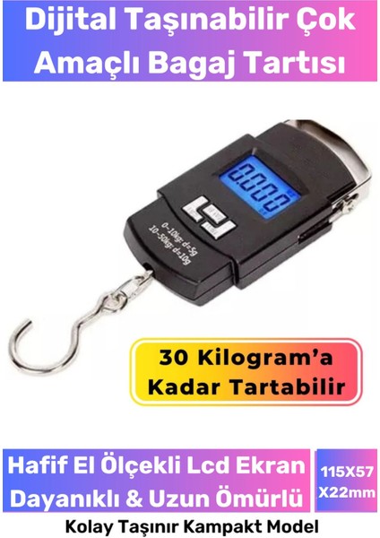 Deluxe LCD Ekran Seyahat Bavul Ağırlık Tartı Dijital Çok Amaçlı Taşınabilir Bagaj Tartısı Max 30 kg