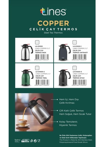 Copper Paslanmaz Çelik 2 Litre Termos Yeşil indirimleri