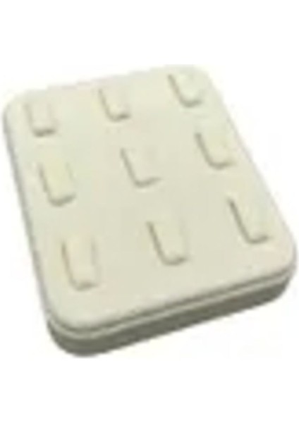 Yerli Üretim Süet Kumaş Krem Renk 12/11 cm Çoklu Tırnaklı Yüzük Sergileme Aksesuar modelleri