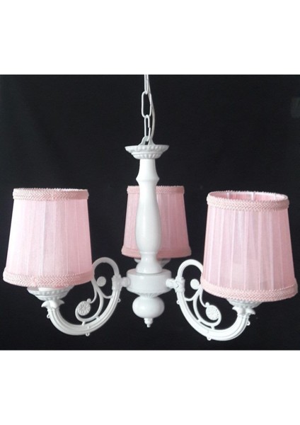 3 Lü Pembe Ahşap Gövdeli Döküm Kollu Kız Çocuk Odası Yatak Odası Salon Avize fiyatları