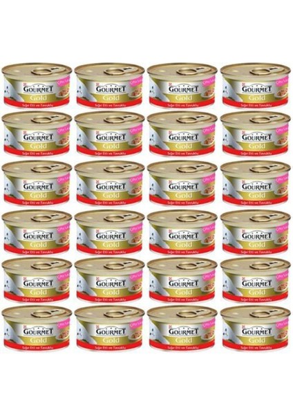 Gold Parça Etli Sığır ve Tavuklu Yaş Mama 24 x 85 gr