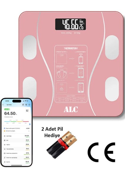 Body Scale Akıllı Banyo Baskülü Yağ Su Kas Vücut Kitle Endeksi Dijital Tartı