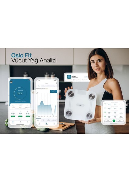 Fit Vücut Yağ Analiz Özellikli Akıllı Bluetooth Tartı fırsatları