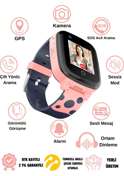 İNO25 Uz Akıllı Çocuk Saatilı ve Görüntülü Görüşme Gps Özellikli(Btk Kayıtlı-Yerli Üretim)
