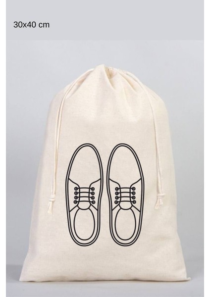 Erkek Ayakkabı Baskılı Çanta Organizeri Ham Bez Kese 30X40 cm