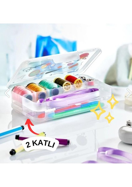 2 Adet (2 Katlı) Takı Toka Düzenleyici Kutu - Dikiş Kutusu Hobi Kutusu indirimleri