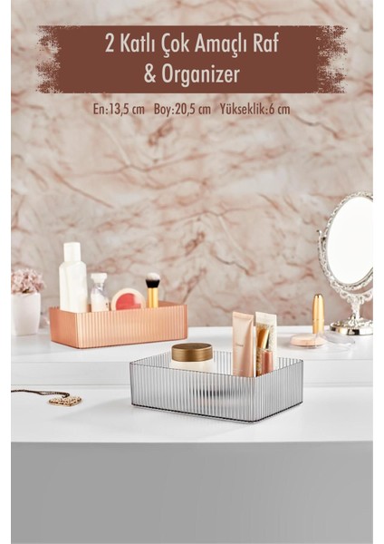2 Katlı Kullanılabilen Makyaj Kutusu & Çok Amaçlı Kutu & Organizer