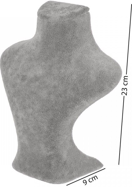 Kadife Boyun Manken Takı Standı Kolye Askısı Gri No: 3