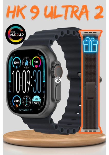 Hk 10 Ultra 49MM Akıllı Saat Watch 9 Ultra 2 Serisi Amoled Ekranlı Kadın Erkek Kol Saati Çift Kayı