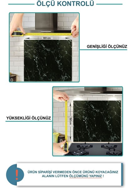 Cam Ocak Arkası Koruyucu | Beyaz Fon - My Kitchen My Rules | 52CM x 60CM modelleri