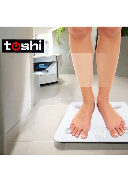 Akıllı Dijital Baskül Yağ Su Kas Vücut Kitle Endeksi Kilo Ölçer Tartı Bluetooth Destekli