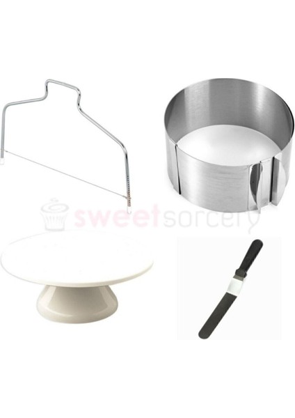 Pasta Yapım Seti Yuvarlak Kalıp Çember-Stant-Testere-Spatula Set