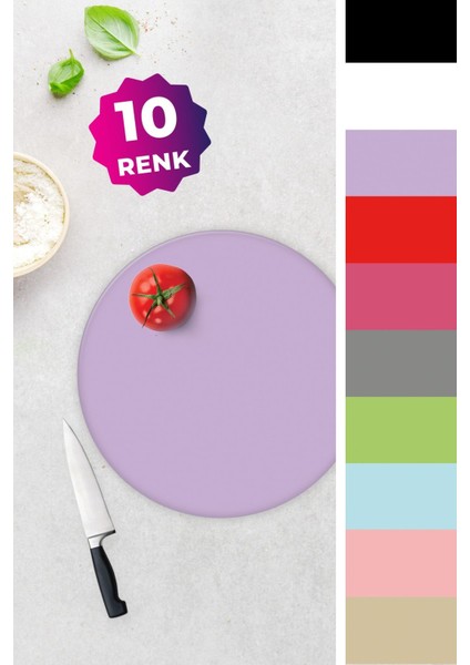 Düz Renk - Lila | Cam Kesme Tahtası - Cam Kesme Tablası | Çap 32CM fiyatları