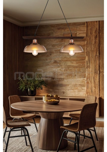 Karya 2li Ahşap Ceviz Kasa - Bal Şapka (Bakır Kukalı) Salon-Oturma-Çocuk-Yemek-Yatak Odası-Mutfak