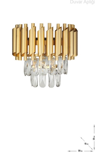 Palmira Prizma Kesim Kristal Taşlı Lüks Aplik - (Sarı-Yaldız) fiyatları