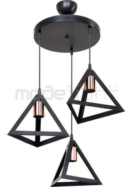 Prizma 3lü Avize Bakır Laleli Salon-Oturma Odası-Çocuk Odası-Yemek-Yatak Odası--Antre-Mutfak modelleri