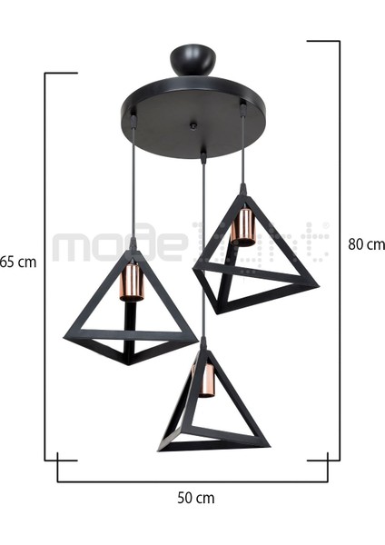 Prizma 3lü Avize Bakır Laleli Salon-Oturma Odası-Çocuk Odası-Yemek-Yatak Odası--Antre-Mutfak fırsatları