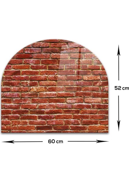 Cam Ocak Arkası Koruyucu | Oval Şekilli | Tuğla Desenli | 52CM x 60CM fırsatları