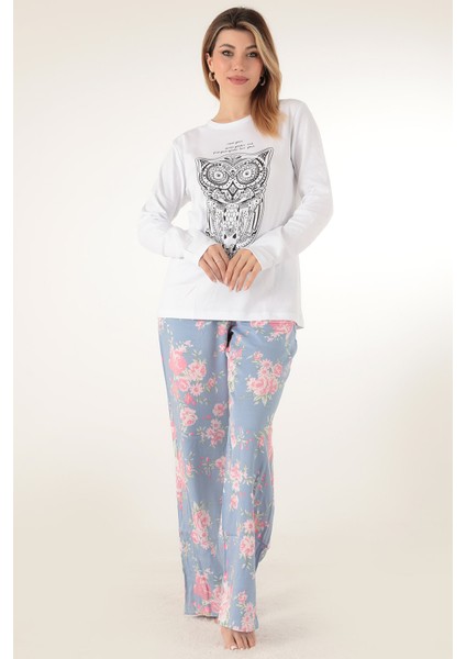 Çiçekli Kadın Pijama Takımı