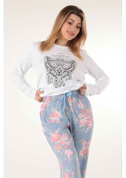 Çiçekli Kadın Pijama Takımı