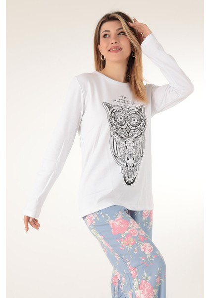 Çiçekli Kadın Pijama Takımı