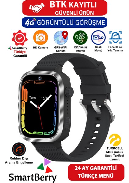 Z51 Görüntülü Görüşme Gps Wıfı Net Konum Gizli Dinleme Akıllı Çocuk Takip Saatilı - Siyah