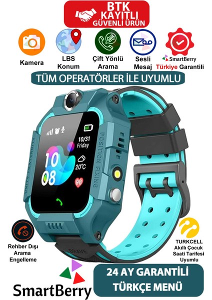 Z2 Lbs Konumlu Akıllı Çocuk Takip Saatilı Arama, Kameralı, Gizli Dinleme Özellikli - Yeşil