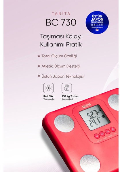 Bc 730 Pembe Innerscan Akıllı Dijital Tartı | Yağ, Sıvı, Kas, Kilo Ölçer Vücut Analiz Tartısı