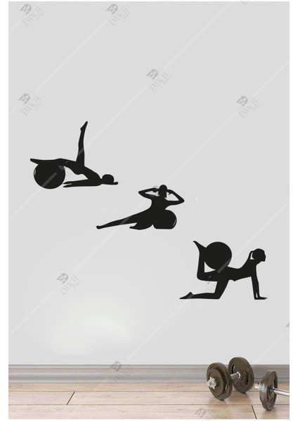 Pilates 3'lü Duvar Dekoru Seti Ahşap Tablo
