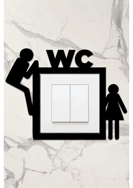 Ahşap Priz Çerçevesi Wc, Tuvalet Temalı