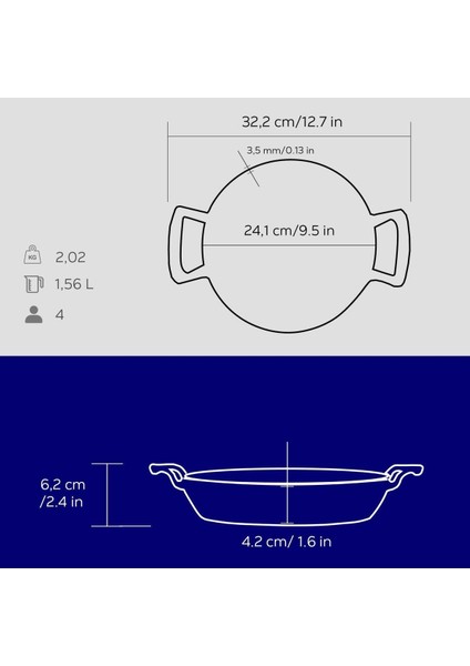 Döküm Yuvarlak Sahan Döküm Demir Yekpare Çift Kulplu ÇAP(Ø)24CM. indirimleri