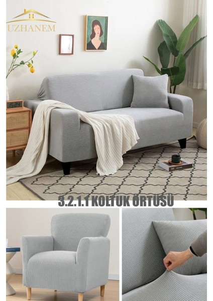 Likrali Koltuk Örtüsü Takımı 3 2 1 1 Koltuk Kılıfı Takımı Ev Tekstili Ürünü