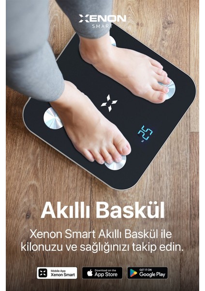 Akıllı Tartı Dijital Baskül Bt Apple Health Google Fit, Vücut Kitle, Kas, Su, Yağ, Kemik Siyah X870 fiyatları