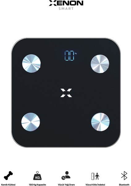 Akıllı Tartı Dijital Baskül Bt Apple Health Google Fit, Vücut Kitle, Kas, Su, Yağ, Kemik Siyah X870 modelleri