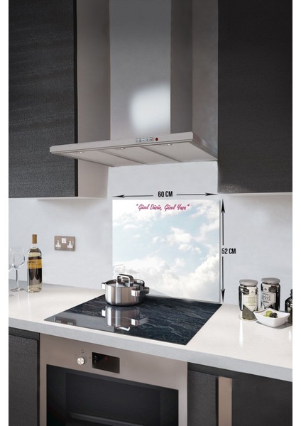 Cam Ocak Arkası Koruyucu | Güzel Düşün Güzel Yaşa Temalı | 52CM x 60CM fiyatları