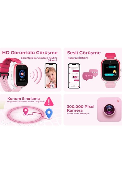 KW12 4glı Akıllı Çocuk Saati - Görüntülü Görüşme ve Konum Takibi