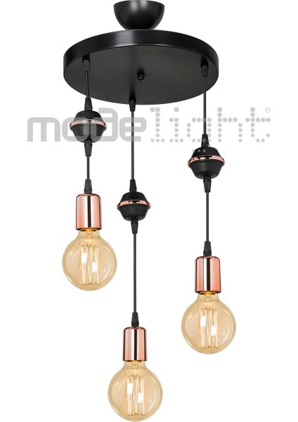 Akses 3lü Siyah Bakır Dekoratif Avize Salon-Oturma-Çocuk-Yatak Odası-Yemek Odası-Antre-Mutfak fiyatları