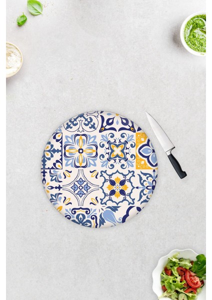 Mavi Çini Desen | Cam Kesme Tahtası - Cam Kesme Tablası | ÇAP32CM fiyatları