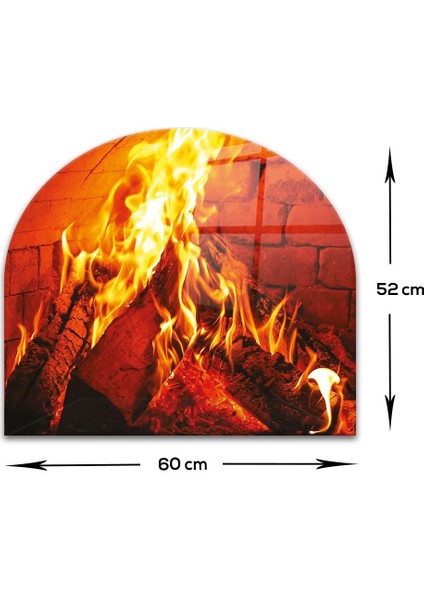 Cam Ocak Arkası Koruyucu | Oval Şekilli | Odun Ateşi | 52CM x 60CM fırsatları