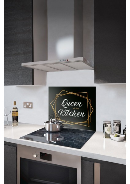 Cam Ocak Arkası Koruyucu | Queen Of The Kitchen - Siyah | 52CM x 60CM fiyatları