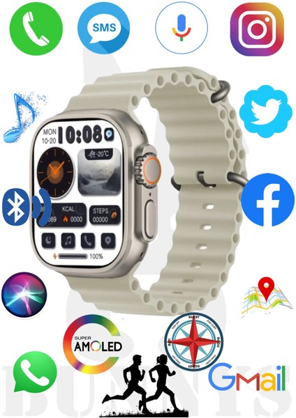 Reeder P13 Blue Max 2021 Uyumlu Akıllı Saat Watch 8 Ultra 49MM Amoled Ekran Konuşma Özellikli