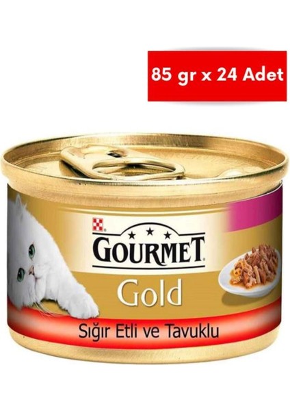 Gold Sığır Etli ve Tavuklu Konserve Yetişkin Kedi Maması 24 x 85 G