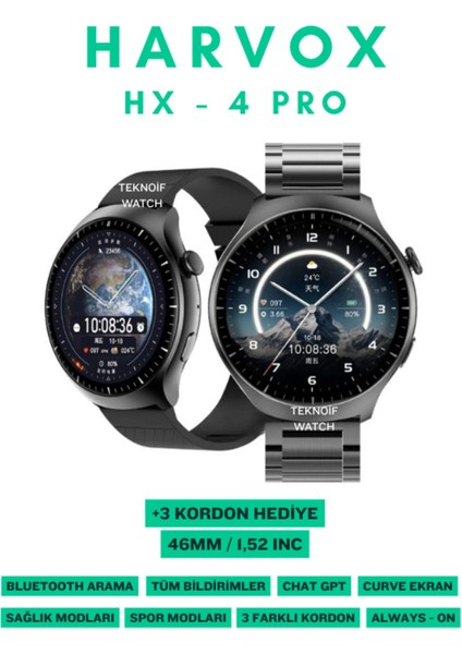 Watch Hx 4 Pro Harvox Akıllı Saat Iphone ve Android Tüm Telefonlara Uyumlu