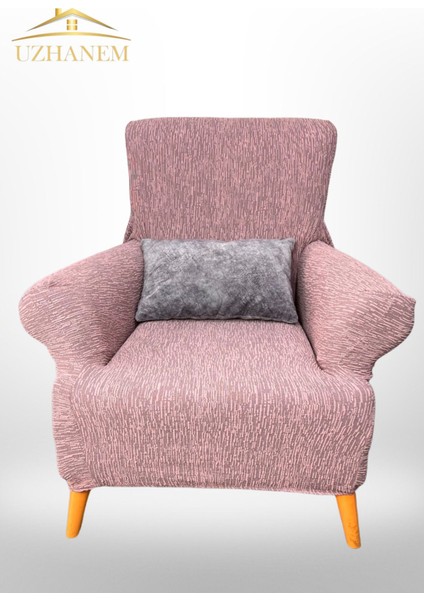 Streç Lastikli Esnek Yıkanabilir Pamuklu Jakarlı Berjer Koltuk Örtüsü (Tek Kişilik Koltuk Için)