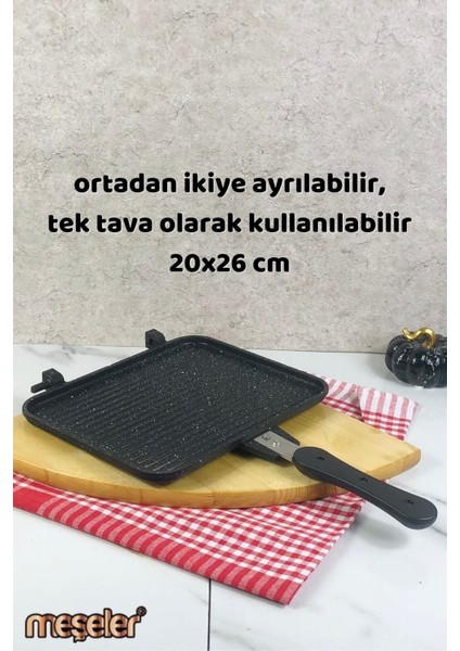 Ocak Üstü Granit Döküm El Tost ve Çok Amaçlı Grill Tava Siyah modelleri