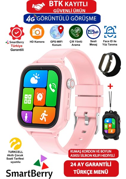 Z53 Görüntülü Görüşme Gps Wıfı Net Konum Gizli Dinleme Akıllı Çocuk Takip Saatilı - Pembe